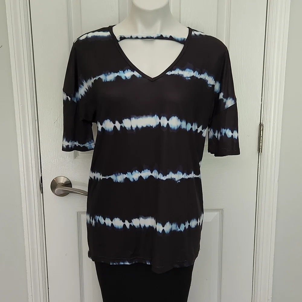 Black & Blue Tie Dye Top